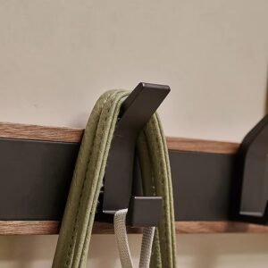BAKALA Black Wood Wall Hook Rack – Wall Mounted Coat and Towel Holder for Bathroom, Kitchen, Bedroom and Hallway