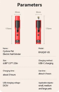ROJECO Rechargeable Pet Nail Grinder with LED Light – 7 Speed Electric Nail Trimmer for Dogs and Cats