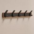 BAKALA Black Wood Wall Hook Rack – Wall Mounted Coat and Towel Holder for Bathroom, Kitchen, Bedroom and Hallway