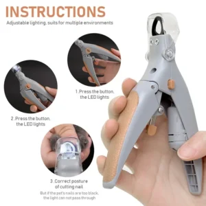 LED Pet Nail Clipper for Cats & Dogs – Professional Grooming Scissors with Safety Light & Precision Nail Cutter