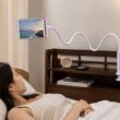 128cm Flexible Phone Holder Stand with 360° Rotating Clamp Mount for Bed, Desk & Headboard – Compatible with 3.5 to 6.7 Inch Phones
