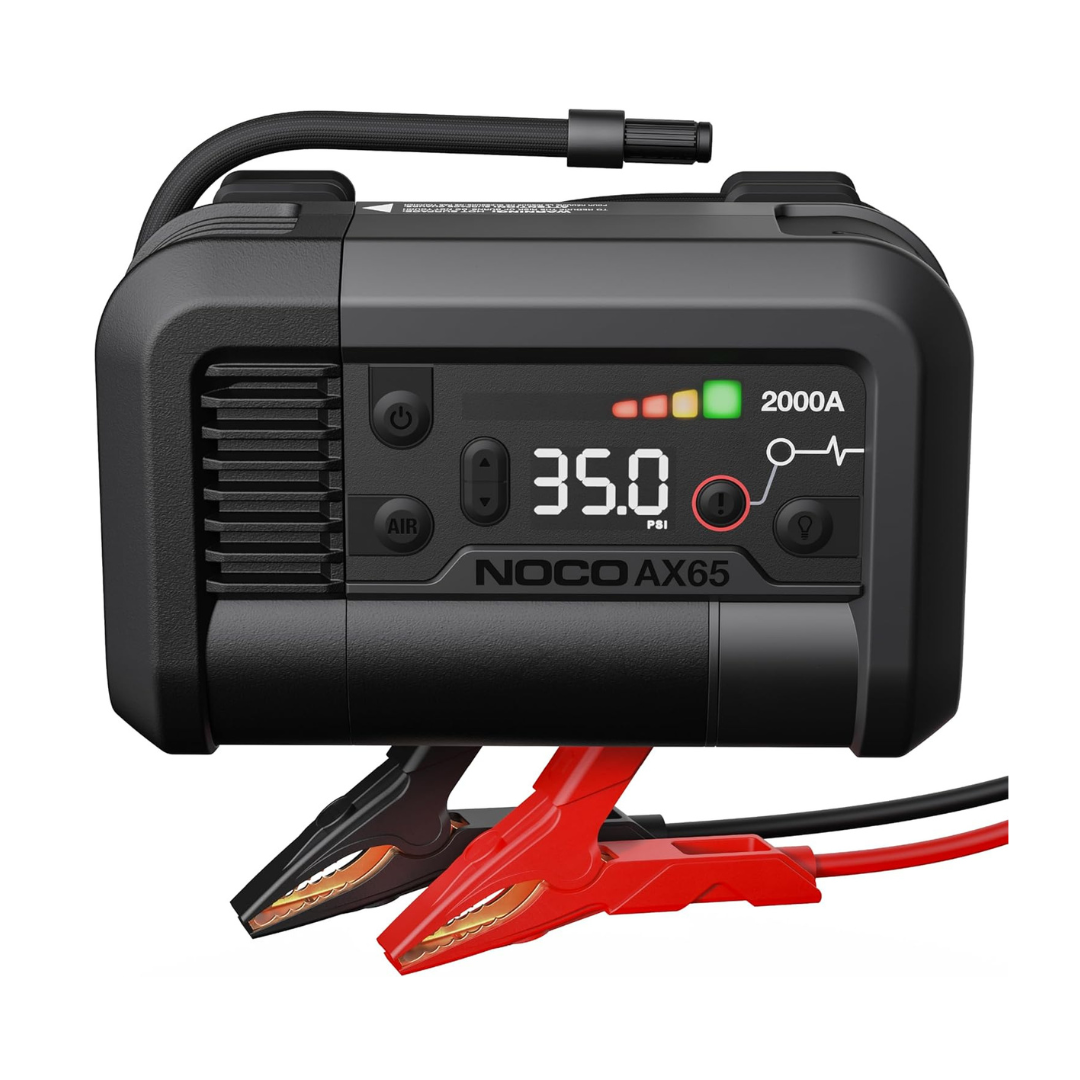 NOCO Boost+Air AX65: 2000A Jump Starter with Air Compressor Tire Inflator – Starts 8.0L Gas & 6.0L Diesel – 67 SLPM Airflow Inflates 0–40 PSI in 2 Minutes NOCO Boost+Air AX65: 2000A Jump Starter with Air Compressor Tire Inflator – Starts 8.0L Gas & 6.0L Diesel – 67 SLPM Airflow Inflates 0–40 PSI in 2 Minutes