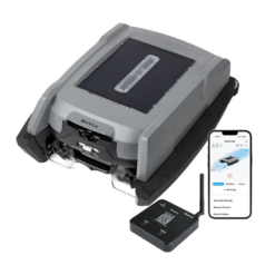 Betta Neo Solar-Powered Robotic Pool Skimmer with App Control & Ultra Long-Range Gateway System, Weather-Adaptive & Scheduled Cleaning, Dual Charging Options, for In-Ground & Above-Ground Pools (Grey)