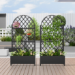Wooakway 2-pc 6 ft. Hx 3 ft. W Raised Garden Bed Metal Planter Box with Trellis Wheels Privacy Screen Elevated Planter - Black
