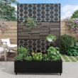 Wooakway 2-pc 6 ft. Hx 4 ft. W Raised Garden Bed Metal Planter Box with Trellis Wheels Privacy Screen Elevated Planter - Black