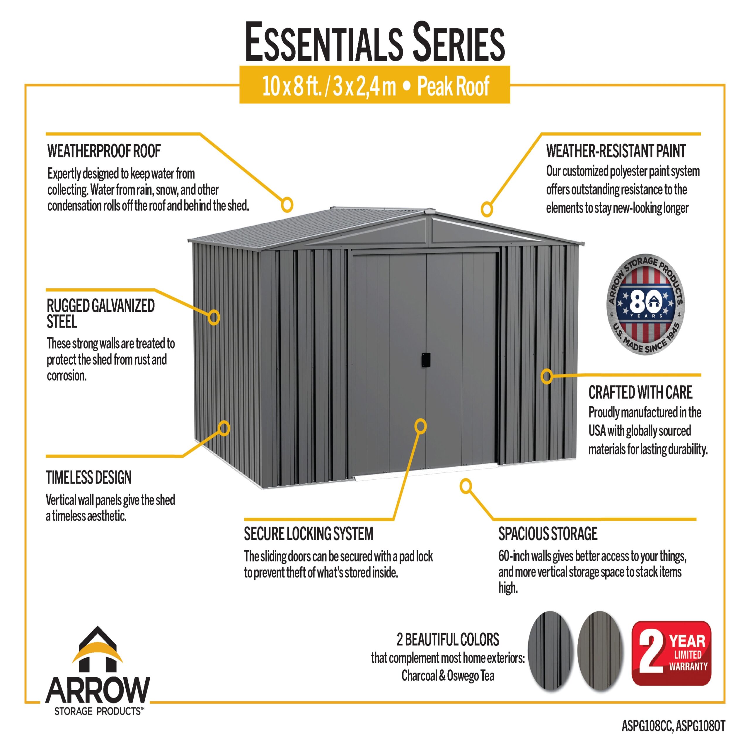 Arrow 10-ft x 8-ft Galvanized steel Metal Storage Shed Arrow 10-ft x 8-ft Galvanized steel Metal Storage Shed