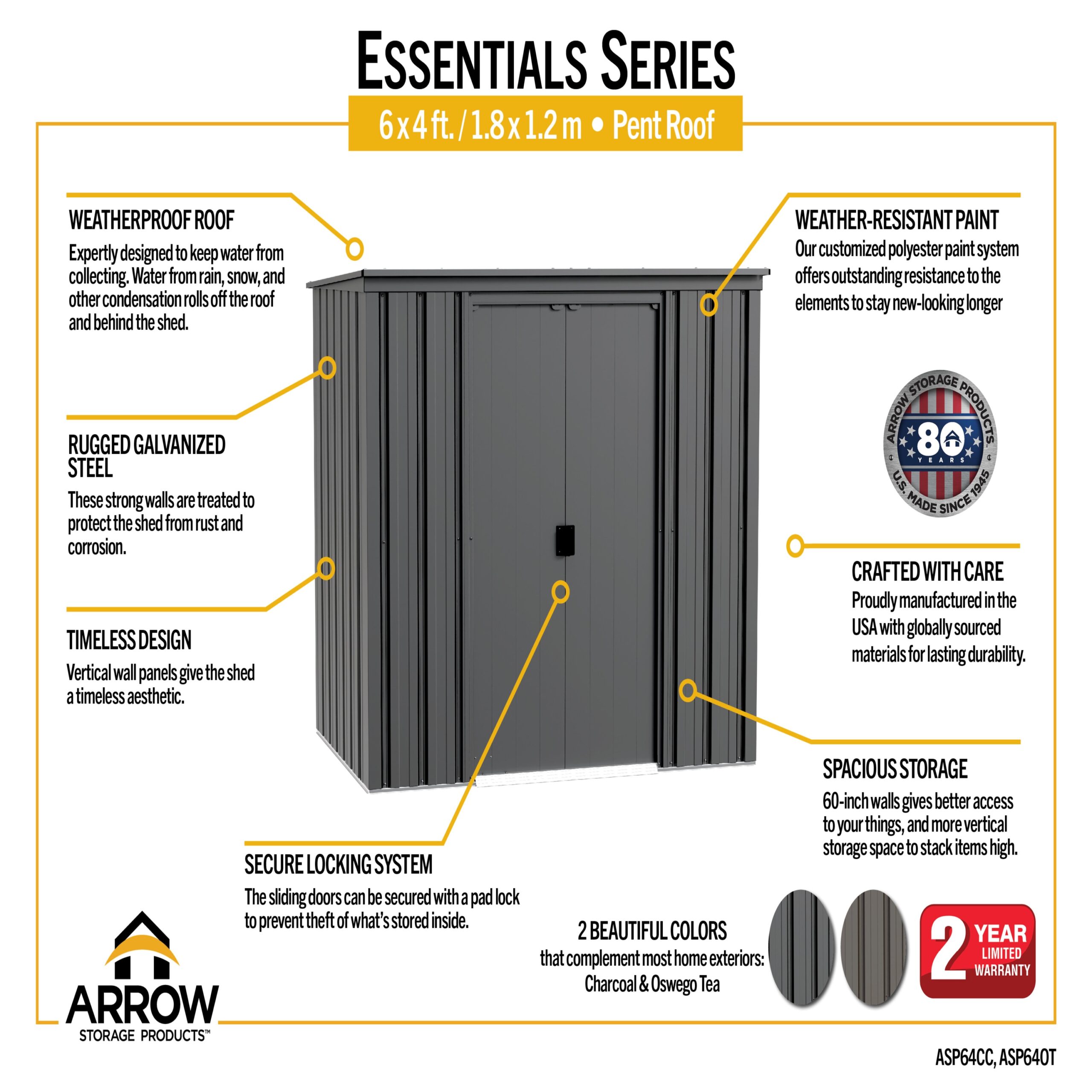 Arrow 6-ft x 4-ft Pent Galvanized steel Metal Storage Shed Arrow 6-ft x 4-ft Pent Galvanized steel Metal Storage Shed