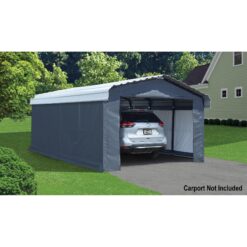 Arrow 12-ft W x 20-ft L x 7-ft H Gray Metal Carport enclosure