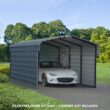 Arrow 10-ft W x 9-ft H Charcoal Metal Carport enclosure