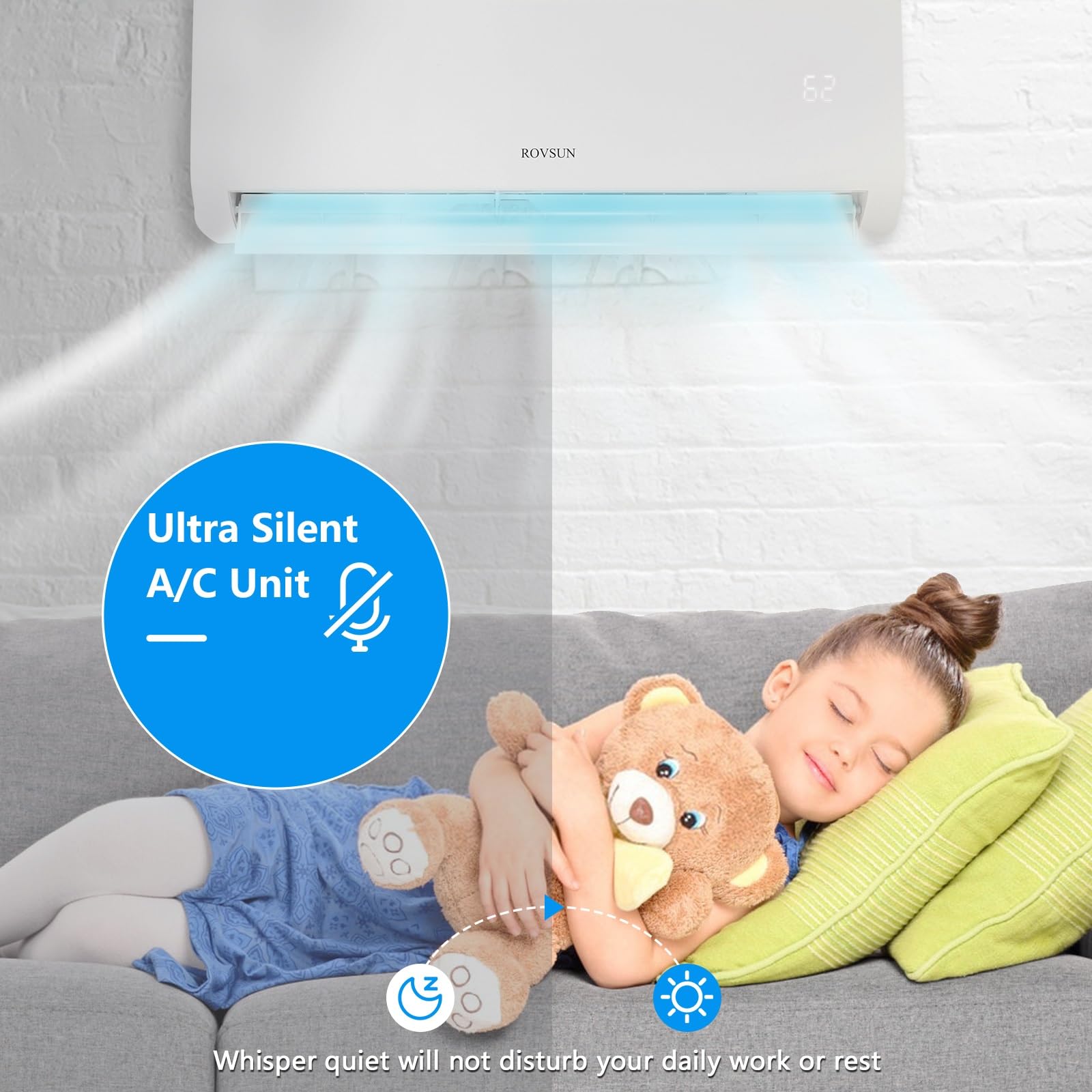 ROVSUN 9000 BTU 20 SEER 115V Pre-Charged Ductless Mini Split AC System/Inverter Split-System Wall Air Conditioner with Heat Pump Works with Alexa and WIFI ROVSUN 9000 BTU 20 SEER 115V Pre-Charged Ductless Mini Split AC System/Inverter Split-System Wall Air Conditioner with Heat Pump Works with Alexa and WIFI