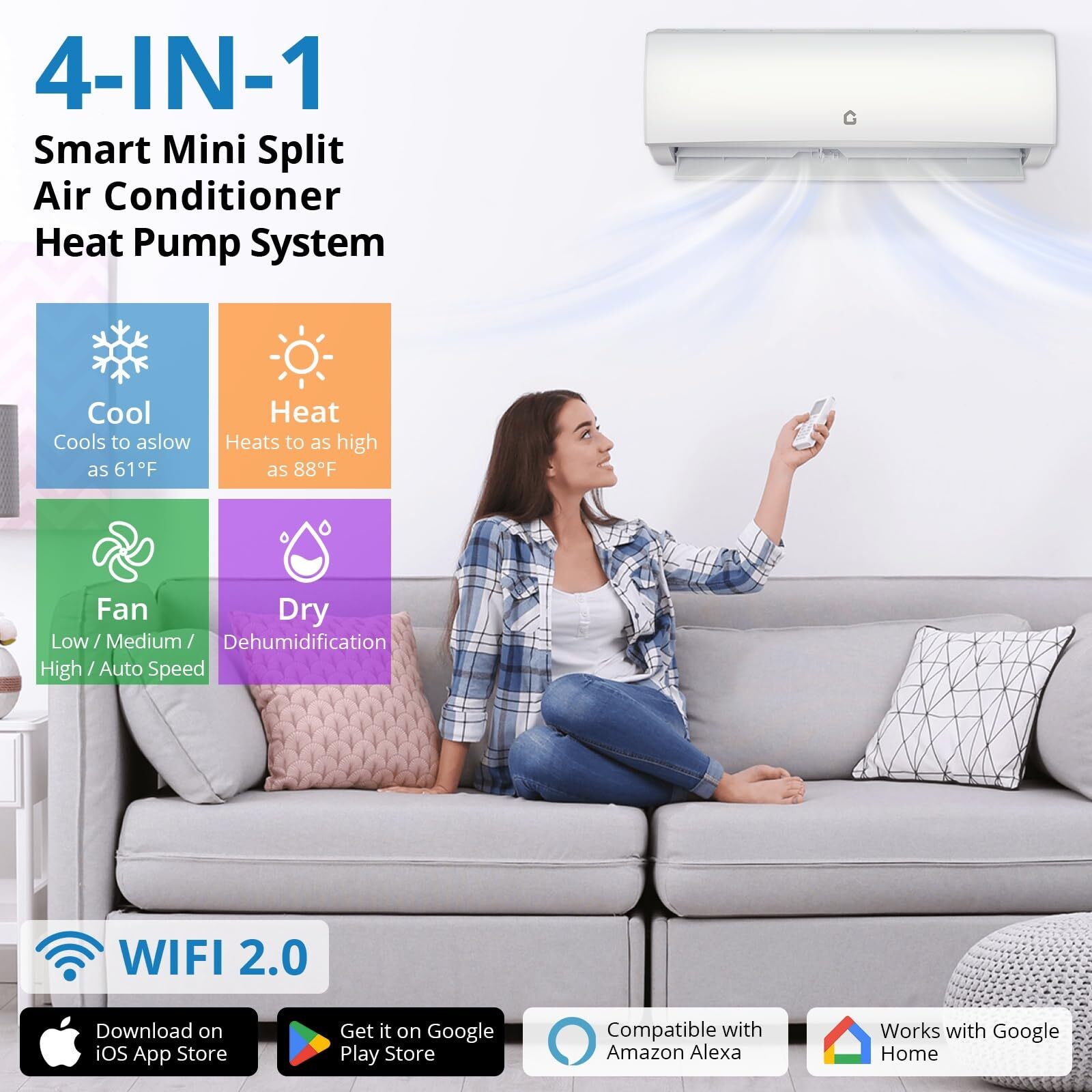 Garvee 11500 BTU Mini Split Air Conditioner and Heat Pump 17 SEER2 115V AC Cools Up to 750 Sq.Ft with Installation Kits Garvee 11500 BTU Mini Split Air Conditioner and Heat Pump 17 SEER2 115V AC Cools Up to 750 Sq.Ft with Installation Kits