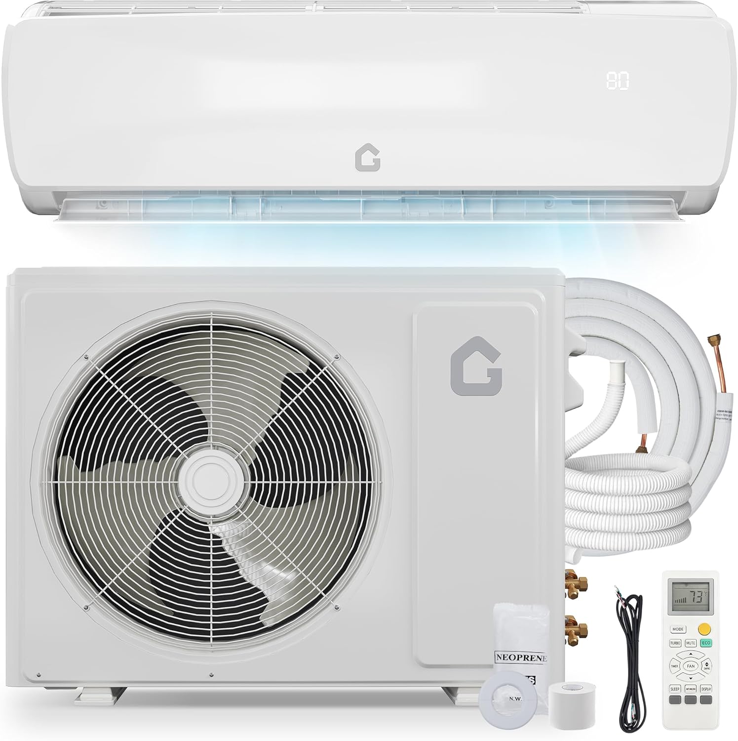 Garvee Ductless Mini Split AC 19 SEER2 9000 BTU Heat Pump for 450 SqFt 230V Ultra Quiet Inverter Air Conditioner System 3-in-1 White Garvee Ductless Mini Split AC 19 SEER2 9000 BTU Heat Pump for 450 SqFt 230V Ultra Quiet Inverter Air Conditioner System 3-in-1 White