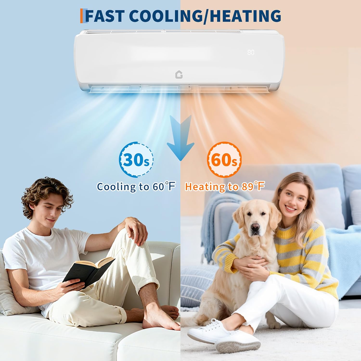 Garvee Ductless Mini Split AC 19 SEER2 9000 BTU Heat Pump for 450 SqFt 230V Ultra Quiet Inverter Air Conditioner System 3-in-1 White Garvee Ductless Mini Split AC 19 SEER2 9000 BTU Heat Pump for 450 SqFt 230V Ultra Quiet Inverter Air Conditioner System 3-in-1 White