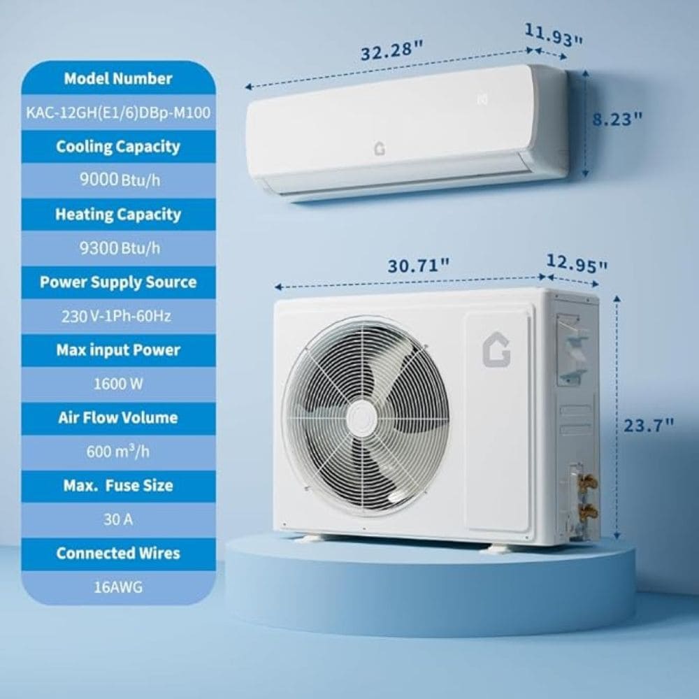 Garvee Ductless Mini Split AC 19 SEER2 9000 BTU Heat Pump for 450 SqFt 230V Ultra Quiet Inverter Air Conditioner System 3-in-1 White Garvee Ductless Mini Split AC 19 SEER2 9000 BTU Heat Pump for 450 SqFt 230V Ultra Quiet Inverter Air Conditioner System 3-in-1 White