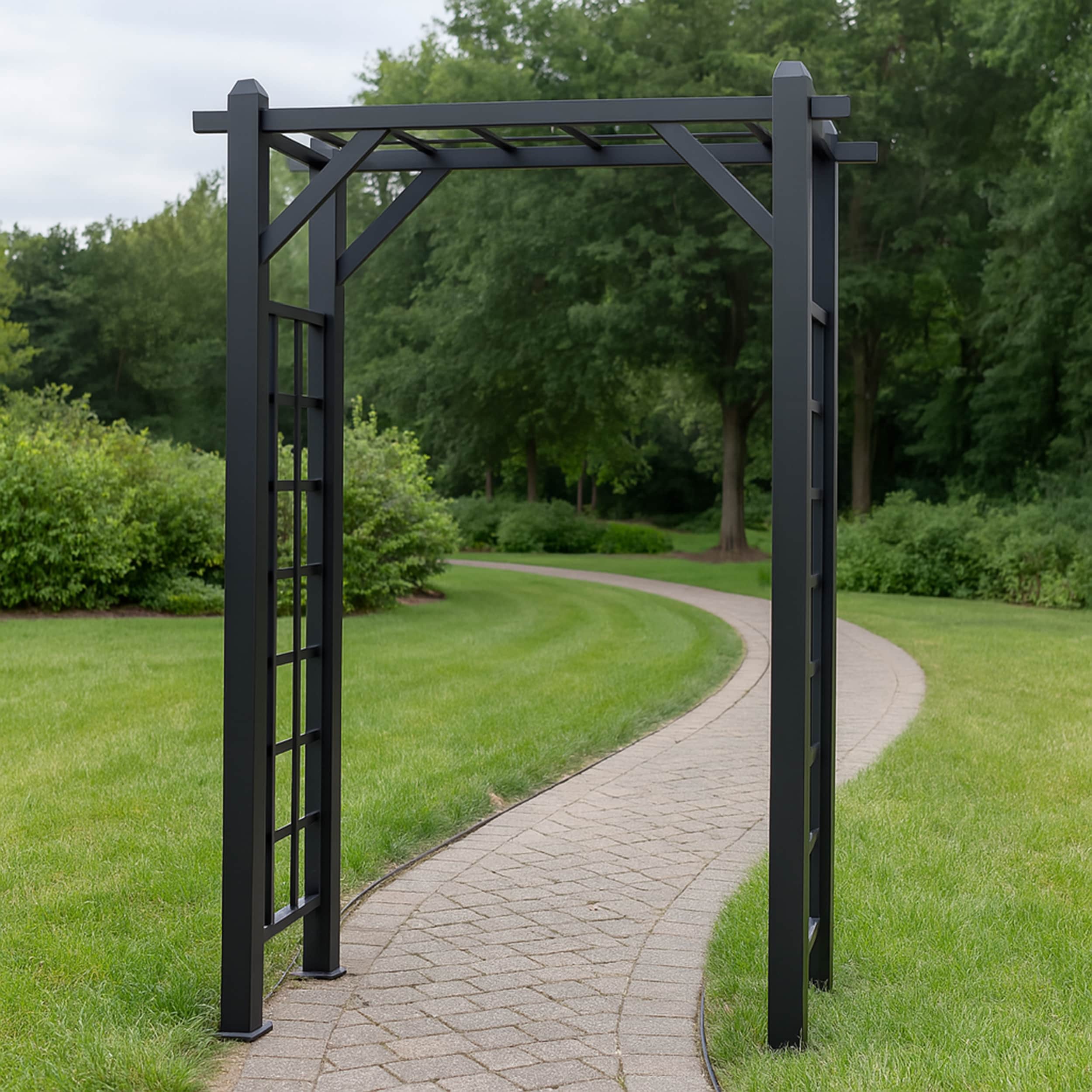 Oakland Living 4.27-ft W x 6.89-ft H Flat Black Extruded aluminum Garden Arbor Oakland Living 4.27-ft W x 6.89-ft H Flat Black Extruded aluminum Garden Arbor