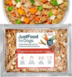JustFoodForDogs Frozen Fresh Dog Food, Complete Meal or Dog Food Topper, Beef & Russet Potato Human Grade Dog Food Recipe, 72 oz (Pack of 7)