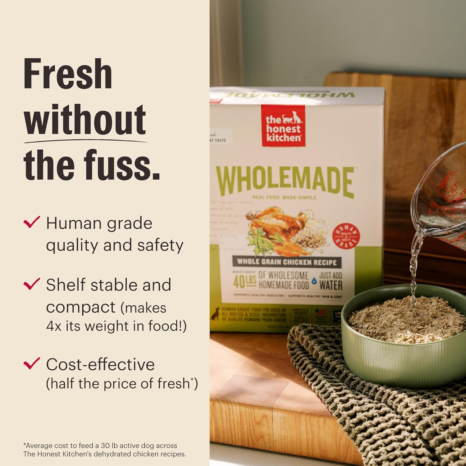 The Honest Kitchen Human Grade Wholemade Dehydrated Dog Food, Grain Free Beef 10 lb (makes 40lbs) The Honest Kitchen Human Grade Wholemade Dehydrated Dog Food, Grain Free Beef 10 lb (makes 40lbs)
