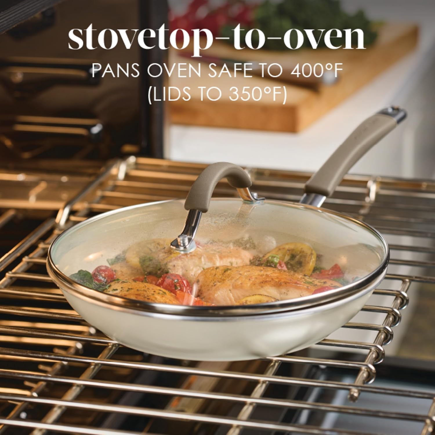 Rachael Ray Cucina Ceramic Cookware Set - 13 Pieces - Ceramic Pots and Pans Set w/Nonstick Frying Pans, Saute Pan, Saucepans, Stockpot, Lids, Pan Protectors & Cooking Utensils - Almond Rachael Ray Cucina Ceramic Cookware Set - 13 Pieces - Ceramic Pots and Pans Set w/Nonstick Frying Pans, Saute Pan, Saucepans, Stockpot, Lids, Pan Protectors & Cooking Utensils - Almond