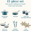 Rachael Ray Cucina Ceramic Cookware Set - 13 Pieces - Ceramic Pots and Pans Set w/Nonstick Frying Pans, Saute Pan, Saucepans, Stockpot, Lids, Pan Protectors & Cooking Utensils - Marine Blue Rachael Ray Cucina Ceramic Cookware Set - 13 Pieces - Ceramic Pots and Pans Set w/Nonstick Frying Pans, Saute Pan, Saucepans, Stockpot, Lids, Pan Protectors & Cooking Utensils - Marine Blue