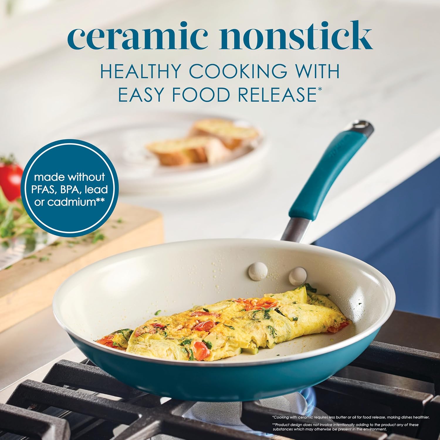 Rachael Ray Cucina Ceramic Cookware Set - 13 Pieces - Ceramic Pots and Pans Set w/Nonstick Frying Pans, Saute Pan, Saucepans, Stockpot, Lids, Pan Protectors & Cooking Utensils - Marine Blue Rachael Ray Cucina Ceramic Cookware Set - 13 Pieces - Ceramic Pots and Pans Set w/Nonstick Frying Pans, Saute Pan, Saucepans, Stockpot, Lids, Pan Protectors & Cooking Utensils - Marine Blue