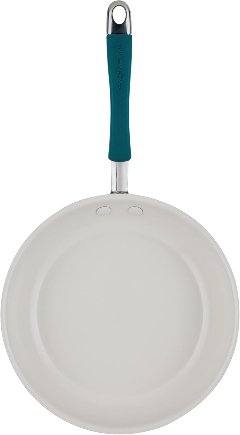 Rachael Ray Cucina Ceramic Cookware Set - 13 Pieces - Ceramic Pots and Pans Set w/Nonstick Frying Pans, Saute Pan, Saucepans, Stockpot, Lids, Pan Protectors & Cooking Utensils - Marine Blue Rachael Ray Cucina Ceramic Cookware Set - 13 Pieces - Ceramic Pots and Pans Set w/Nonstick Frying Pans, Saute Pan, Saucepans, Stockpot, Lids, Pan Protectors & Cooking Utensils - Marine Blue
