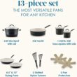 Rachael Ray Cucina Ceramic Cookware Set - 13 Pieces - Ceramic Pots and Pans Set w/Nonstick Frying Pans, Saute Pan, Saucepans, Stockpot, Lids, Pan Protectors & Cooking Utensils - Peppercorn Rachael Ray Cucina Ceramic Cookware Set - 13 Pieces - Ceramic Pots and Pans Set w/Nonstick Frying Pans, Saute Pan, Saucepans, Stockpot, Lids, Pan Protectors & Cooking Utensils - Peppercorn