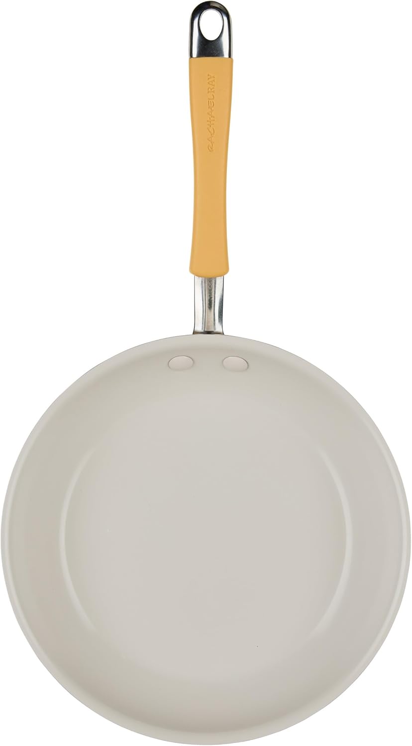 Rachael Ray Cucina Ceramic Cookware Set - 13 Pieces - Ceramic Pots and Pans Set w/Nonstick Frying Pans, Saute Pan, Saucepans, Stockpot, Lids, Pan Protectors & Cooking Utensils - Turmeric Rachael Ray Cucina Ceramic Cookware Set - 13 Pieces - Ceramic Pots and Pans Set w/Nonstick Frying Pans, Saute Pan, Saucepans, Stockpot, Lids, Pan Protectors & Cooking Utensils - Turmeric