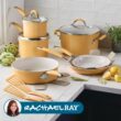 Rachael Ray Cucina Ceramic Cookware Set - 13 Pieces - Ceramic Pots and Pans Set w/Nonstick Frying Pans, Saute Pan, Saucepans, Stockpot, Lids, Pan Protectors & Cooking Utensils - Turmeric Rachael Ray Cucina Ceramic Cookware Set - 13 Pieces - Ceramic Pots and Pans Set w/Nonstick Frying Pans, Saute Pan, Saucepans, Stockpot, Lids, Pan Protectors & Cooking Utensils - Turmeric