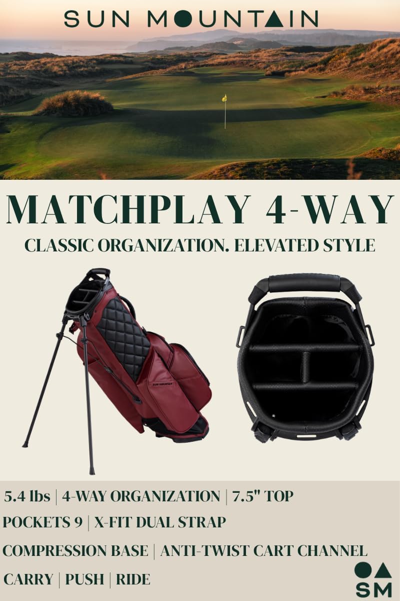 Sun Mountain Men's Matchplay Lightweight Stand Golf Bag, 4-Way Top, 2025 Model, Green-Fairway Sun Mountain Men's Matchplay Lightweight Stand Golf Bag, 4-Way Top, 2025 Model