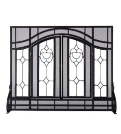 Evergreen Black 30-in to 37-in W x 25-1/2-in to 32-1/2-in H (Medium) Cabinet-style Fireplace Doors with Tempered Clear Glass