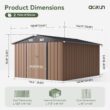 AOXUN 10-ft x 12-ft Economy Series Galvanized steel Metal Storage Shed