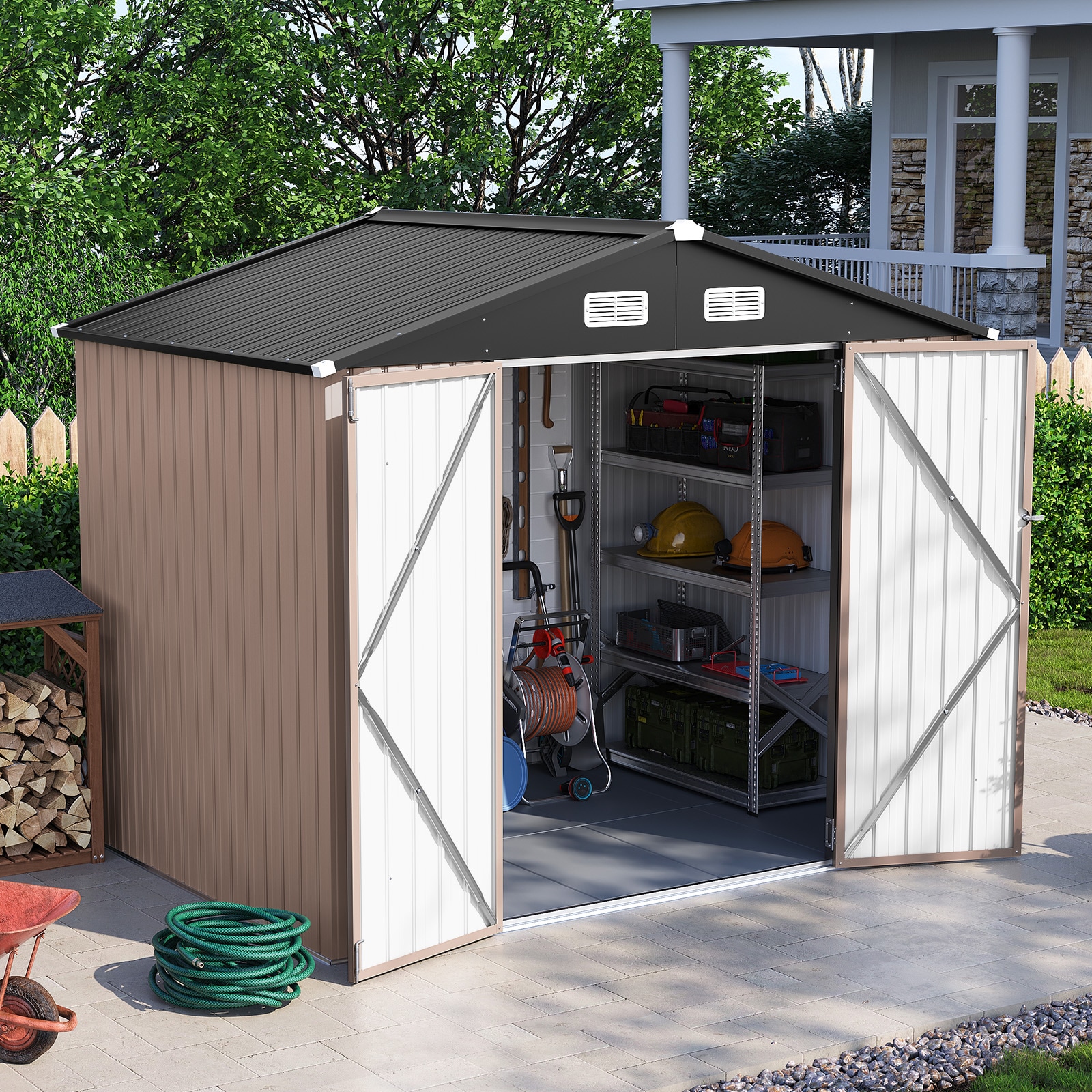 AOXUN 8-ft x 6-ft Economy Series Galvanized steel Metal Storage Shed (Floor Included) AOXUN 8-ft x 6-ft Economy Series Galvanized steel Metal Storage Shed (Floor Included)