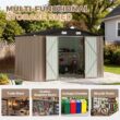 AOXUN 10x8 FT Outdoor Metal Storage Shed with Lockable Door Perfect for Tools Garden Equipment Bikes Comes with Base Ideal for Patio Placement AOXUN 10x8 FT Outdoor Metal Storage Shed with Lockable Door Perfect for Tools Garden Equipment Bikes Comes with Base Ideal for Patio Placement