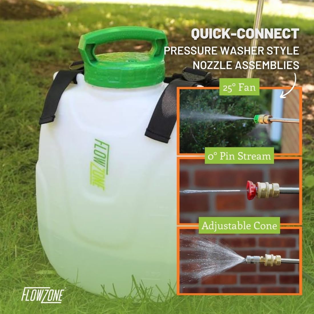FlowZone Storm 2.5 Battery Powered Backpack Sprayer - Variable-Pressure 5-Position Electric Lawn & Garden Sprayer - 2.5 Gallon FlowZone Storm 2.5 Battery Powered Backpack Sprayer - Variable-Pressure 5-Position Electric Lawn & Garden Sprayer - 2.5 Gallon