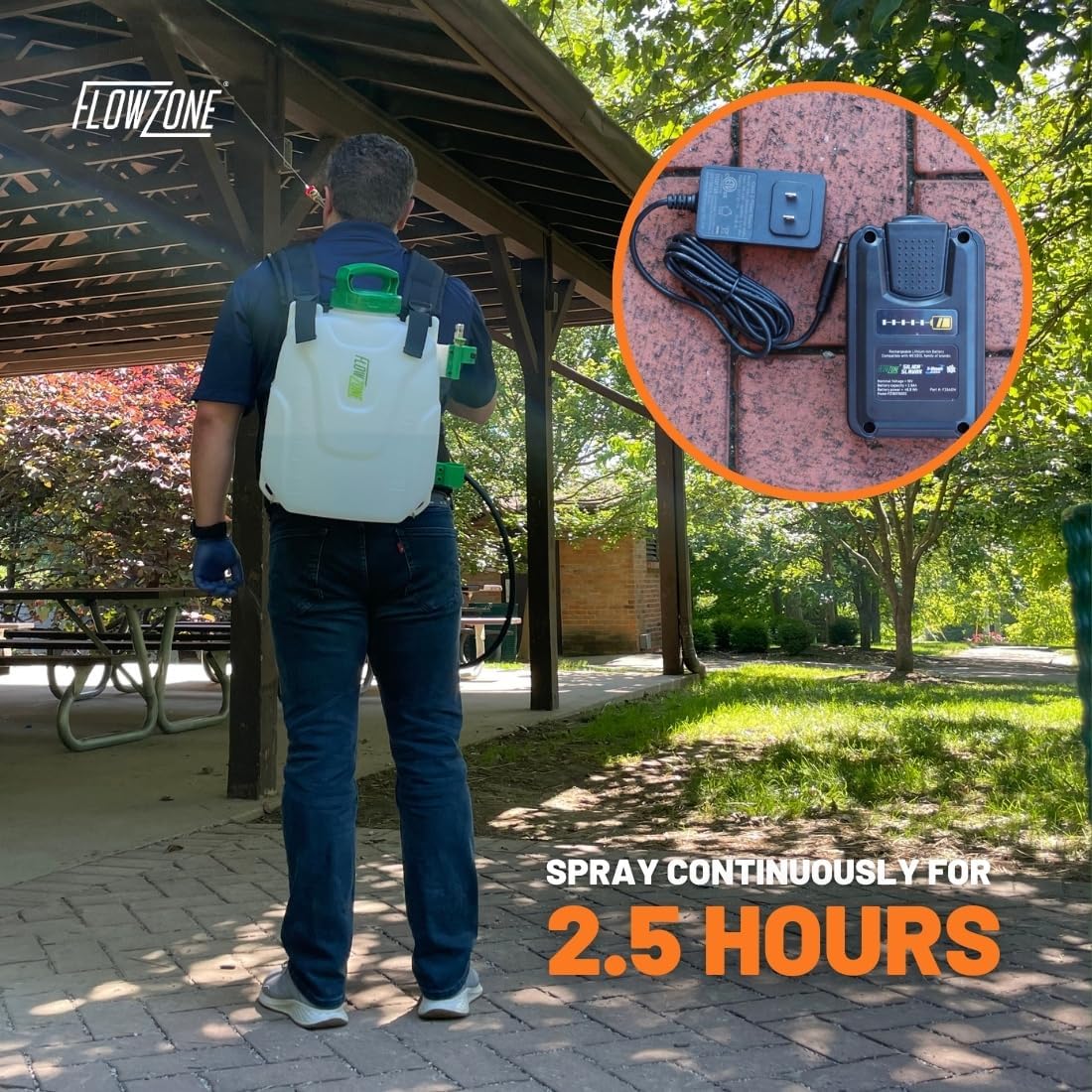 FlowZone Storm 2.5 Battery Powered Backpack Sprayer - Variable-Pressure 5-Position Electric Lawn & Garden Sprayer - 2.5 Gallon FlowZone Storm 2.5 Battery Powered Backpack Sprayer - Variable-Pressure 5-Position Electric Lawn & Garden Sprayer - 2.5 Gallon