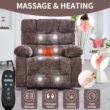 GZMR Heavy Duty Heat Massage Dual Motor Power Lift Recliner Brown Chenille Upholstered Powered Reclining Massage chair with Lift Assistance