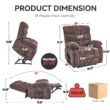 GZMR Heavy Duty Heat Massage Dual Motor Power Lift Recliner Brown Chenille Upholstered Powered Reclining Massage chair with Lift Assistance