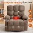 GZMR Heat Massage Rocker Swivel Manual Recliner Brown Linen Upholstered Swivel rocker Infinite-position