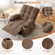 GZMR Heat Massage Rocker Swivel Manual Recliner Brown Linen Upholstered Swivel rocker Infinite-position