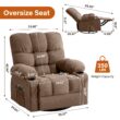 GZMR Heat Massage Rocker Swivel Manual Recliner Brown Linen Upholstered Swivel rocker Infinite-position