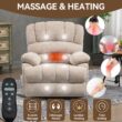 GZMR Large Size Chenille Power Lift Recliner Chair Beige Chenille Upholstered Powered Reclining Stationary with Lift Assistance
