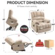 GZMR Large Size Chenille Power Lift Recliner Chair Beige Chenille Upholstered Powered Reclining Stationary with Lift Assistance