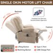 GZMR Large Size Chenille Power Lift Recliner Chair Beige Chenille Upholstered Powered Reclining Stationary with Lift Assistance