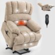 GZMR Large Size Chenille Power Lift Recliner Chair Beige Chenille Upholstered Powered Reclining Stationary with Lift Assistance