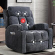 Bestier 33.5 in. Gray Fabric Manual Massage Recliner Chair with Remote Control and 2 Dual Cup Holders