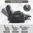 Bestier 33.5 in. Gray Fabric Manual Massage Recliner Chair with Remote Control and 2 Dual Cup Holders
