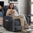 Bestier 33.5 in. Gray Fabric Manual Massage Recliner Chair with Remote Control and 2 Dual Cup Holders