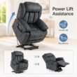 GZMR Power Lift Massage Recliner Grayish Blue Velvet Upholstered Tufted Powered Reclining Stationary Fixed-position with Lift Assistance
