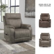 Signature Design by Ashley Crestmeade Fossil Gray Power Lift Recliner with Heat Massage and USB Charging