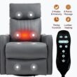GZMR Heat Massage Rocker Swivel Manual Recliner Gray Faux leather Upholstered Swivel rocker Fixed-position